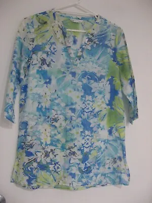 W Lane 3/4 Sleeve Silk/cotton Floral Tunic Top Size 8 • $10