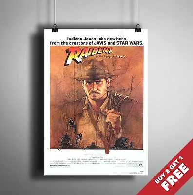 INDIANA JONES RAIDERS OF THE LOST ARK 1981 MOVIE POSTER A3 A4 * Steven Spielberg • £8.49