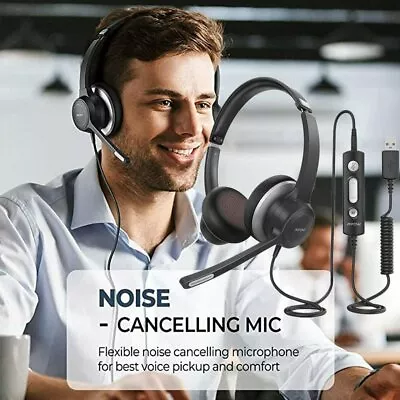 Mpow 3.5mm USB Wired Headphone Headset Noise Cancelling With Mic For Computer PC • $39.88