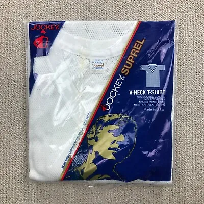 VINTAGE 80s Jockey Suprel Mesh T Shirt Mens Medium Sheer White V Neck 1983 NEW • $45