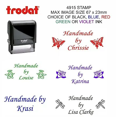 Personalised Handmade By Rubber Stamp Self Inking Custom With Your Name Business • £15.95