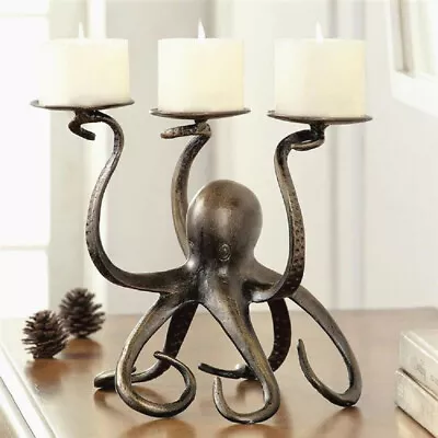 Octopus Pillar Trio Candleholder Candle Holder Sealife Coastal ~ SPI Home 34065 • $152