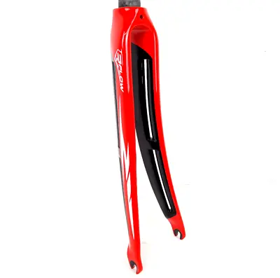 4ZA R-Flow UD Carbon Aero Road Bike Forks 700C 1 1/8  300mm QR Rim Red 6007-B11 • £99.95