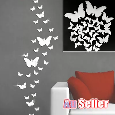 3D Mirrors Decoration Mural Decor Wall Stickers Butterfly DIY Removable Art • $7.99