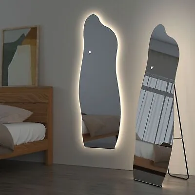 £125.99 • Buy EMKE Full Length Wall Mirror With LED Light Free Floor Standing Irregular Curved