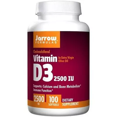 Jarrow Formulas  Vitamin D3 2500 IU - 100 Softgels     FREE P&P • £16.73