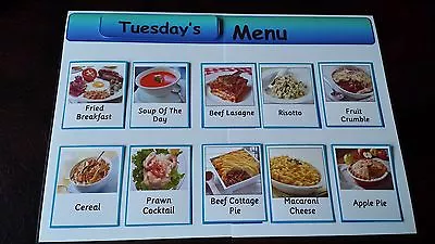 Daily Menu Board + 60 Meal Cards- Breakfast/lunch/dinner-care Home/ Sen/dementia • £30.50