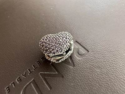 £20 • Buy Pandora 791427pcz Pave Open My Heart Pink Clip Retired