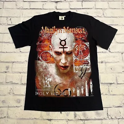 Marilyn Manson Shirt Adult Large Black Holywood Rock Band Tee Mercury Symbol • $103.39