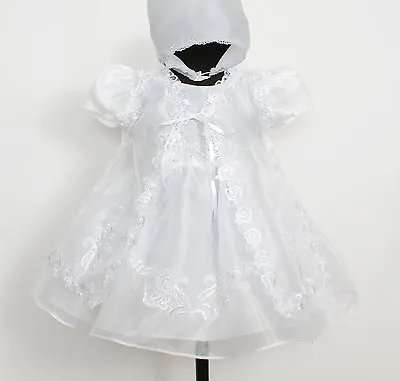 £19.99 • Buy Baby Christening Gown Cape And Bonnet Newborn 0 3 6 9 12 Months