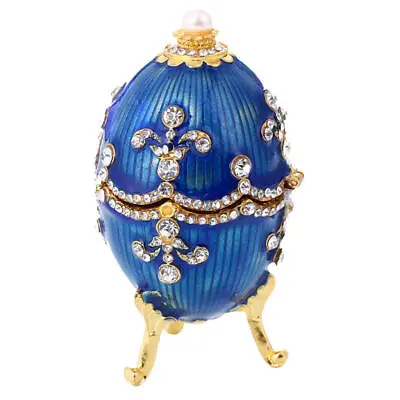 Luxury Blue Faberge Easter Egg Russian Royal Case Leg Jewellery Box • £12.54