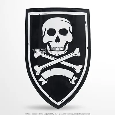 28  Caribbean Pirate Heater Shield Skull And Bone 18G Steel W/ Grip LARP Cosplay • $49.98