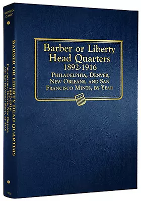 Whitman Coin Album 9120 Barber/Liberty Head Quarters 1892-1916  Book  25 Cent • $24.71