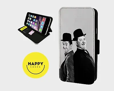 LAUREL HARDY COMEDY DUO  - Faux Leather Flip Phone Case Cover - Iphone/Samsung • £5.91