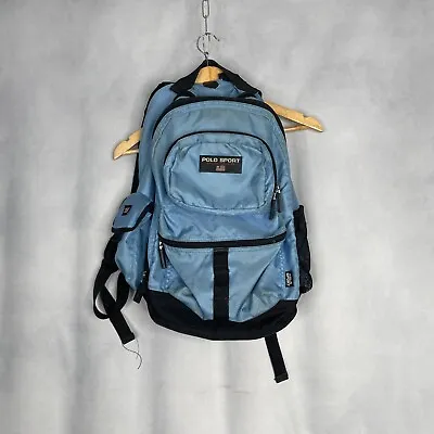 $24.88 • Buy VTG Polo Sport Ralph Lauren Rare 90’s Mens Blue Bag Nylon Logo Backpack-READ