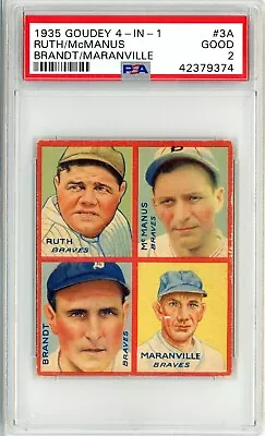 1935 Goudey 4-In-1 Babe Ruth #3A PSA 2 P1349 • $3700