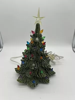 Vintage Light Up Electric Ceramic Christmas Tree With Base  Works ”READ” • $70