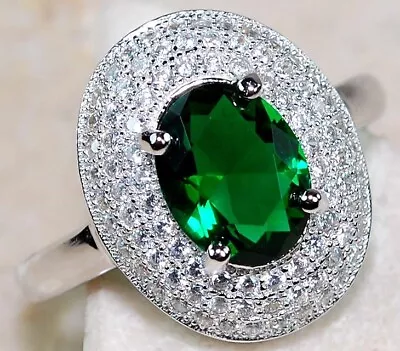 4CT Emerald Quartz & Topaz 925 Sterling Silver Ring Jewelry Sz 7 N1-3 • $14.99