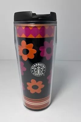 Vintage Starbucks Barista 2002 Floral Flower Insulated Tumbler Travel Mug 16 Oz • $12.99