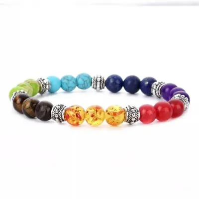 £3.99 • Buy 7 Chakra Crystal Healing Stone Reiki Beaded Bracelet Elastic Women Men Jewellery