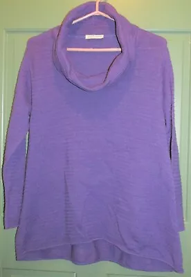 Margaret Winters Women's Purple Cowl Neck Ribbed Long Sleeve Sweater Size S • $28.88