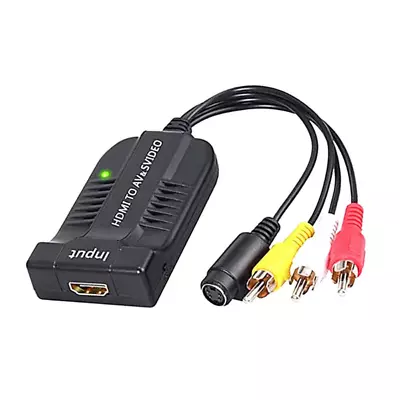 Male AV CVBS HDMI To AV+S-Video Converter HDMI Adapter 1080P With Micro Cable • $18.16