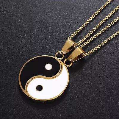 Two-Tone Black Stainless Steel YING&YANG Pendant Necklace For Couple  • $10.42