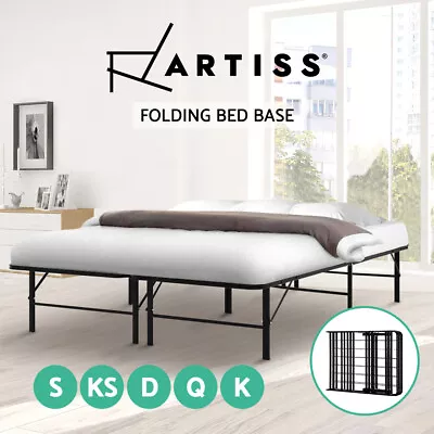 Artiss Folding Bed Frame Double Queen King Single Size Metal Bed Base Platform • $73.95