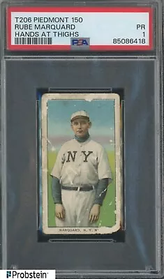 T206 Rube Marquard HOF Hands At Thighs New York Piedmont 150 Subjects PSA 1 • $34