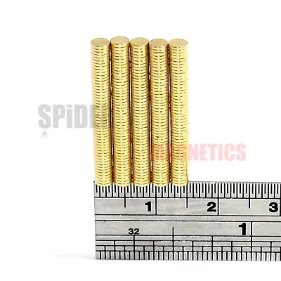 Tiny Magnets 3x0.5 Mm N52 Neodymium Disc GOLD Craft Jewellery 3mm Dia X 0.5mm • £2.29