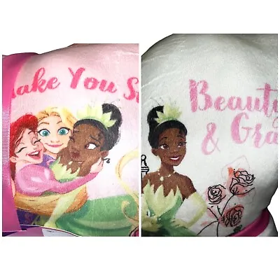 2 Pk Disney Princess Throw Pillows Pink Soft Squishy 12” Tiana Rapunzel Ariel • $29.99