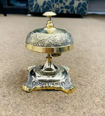 Table Desk Bell Antique Vintage Brass Hotel Service Ornate Reception Counter • $41.39