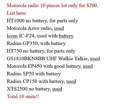 Motorola Radio 10 Pieces Lot $120 For All. FCC  On Pictures. • $99