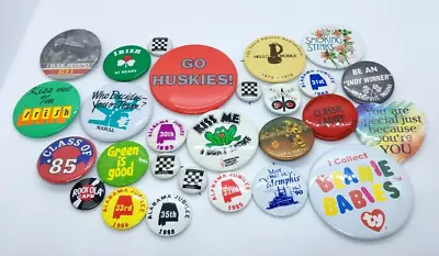 Vintage Lot Of Assorted Pin Buttons Button Pin Backs Pins Advertising Racing • $29.99