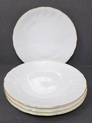 Set Of 4 Mikasa Wedding Band Salad Plates White China Gold Trim 8  • $39.99