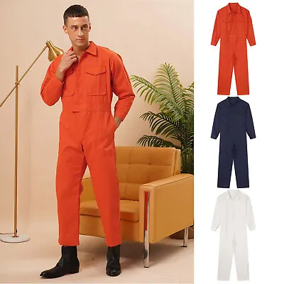 Mens Cosplay Coverall Halloween Workwear Mechanic Jumpsuit Zip-Front Uniform  • $39.21