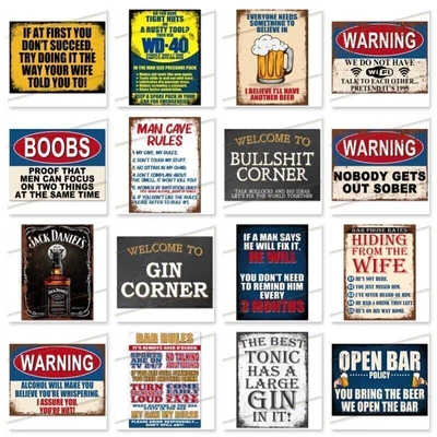 £4.95 • Buy Metal Signs Vintage Retro Funny Pub Home Bar Mancave Garage Shed Poster Tin Sign