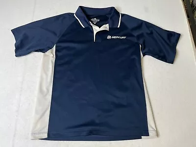 Mercury Marine Polo Shirt Mens Large Navy Blue White Embroidered Polyester • $9.99