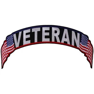 Embroidered Back Patch Iron-On Top Rocker Veteran W/United States Flags Military • $14.99