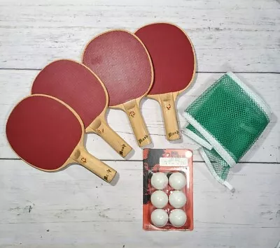 Vintage TATCO Table Tennis Corporation Ping Pong Paddles Net & Balls • $14.98