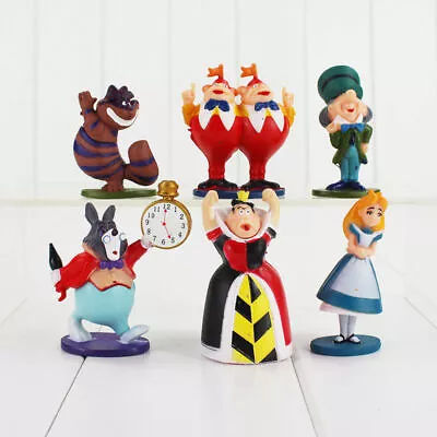 Alice In Wonderland Set Of 6 Figures Toy Cake Toppers Party Bag Filler • $17.67