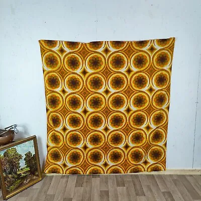 £70 • Buy Vintage Mid Century Curtains Orange Yellow Tape Top Retro 70s Bright Funky Cool