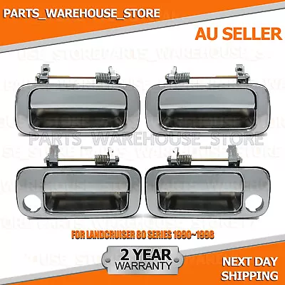 Outer Door Handle Set Front + Rear  For Landcruiser 80 Series 1990~1998 Chrome • $95.26
