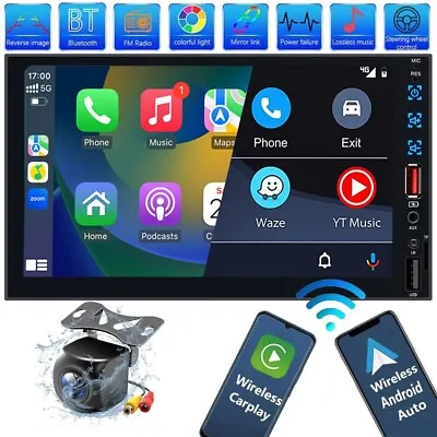 7in 2Din Car Stereo Radio Mp5 Player Android Apple Carplay Head Unit+Rear Camera • $109.90