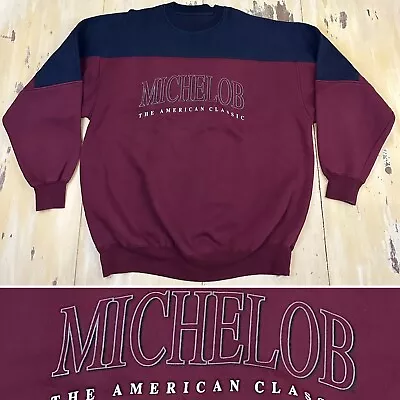 MICHELOB BEER - Vtg 90s Jansport American Classic Burgundy Sweatshirt Mens 2XL • $28.60