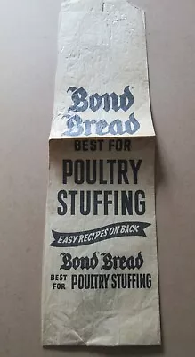 VINTAGE BOND BREAD BAG With Stuffing Recipe • $15.99