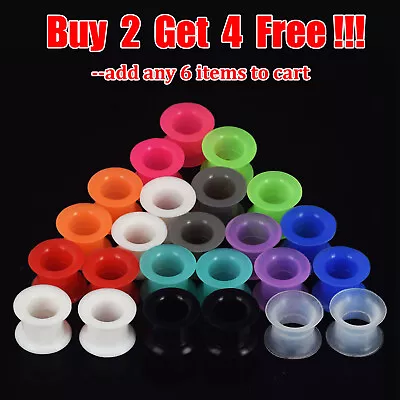 $3.99 • Buy PAIR-LARGE FLARE SOFT Silicone Ear Skins-Ear Gauges-Thick Ear Plugs-Ear Tunnels