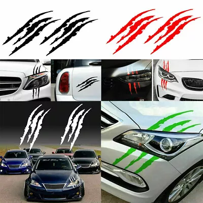 US 2-4Pc Monster Claw Mark Scratch Car Headlight Sticker Stripe Reflective Decal • $15.29