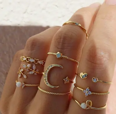 10pcs Star Moon Plain Above Knuckle Ring Midi Finger Rings Set Women Jewelry New • $5.10
