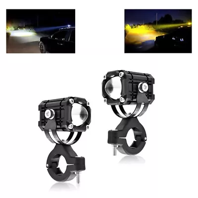 2PCS Mini Motorcycle LED Driving Fog Spot Lights White&Amber Projector Lamp New • $17.09